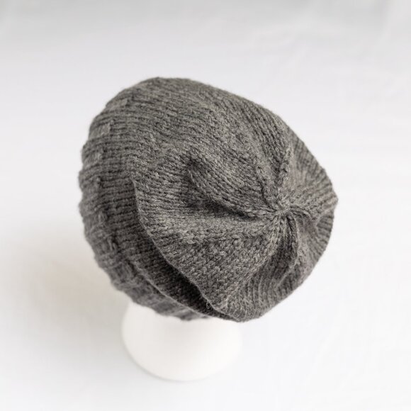 Heathered Charcoal Hand Knit Merino Wool Slouchy Beanie Winter Hat